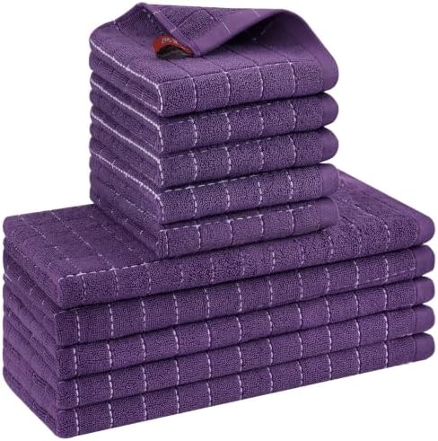 Kitinjoy 100% Cotton Kitchen Towels and Dishcloths Set by Kitinjoy