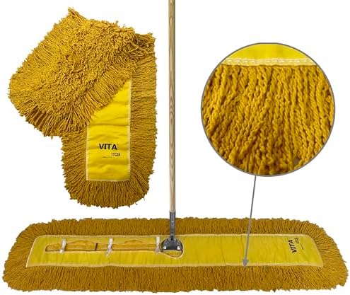 Industrial Dust Mop Kit – Includes 48 Inch Yellow Twisted Closed Loop Mop Head by Direct+Mop+Sales