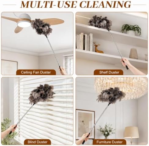 Extendable Ostrich Feather Duster 17–40 Inch, Fluffy Long Handle Reusable - Image 7