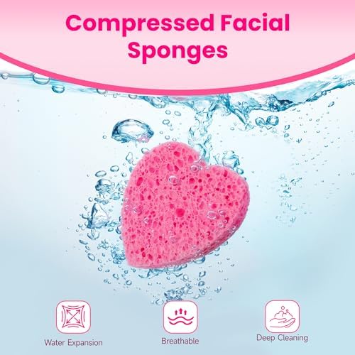Silkyhose 120Pcs Compressed Cellulose Sponges, Heart-Shape Exfoliating - Image 6