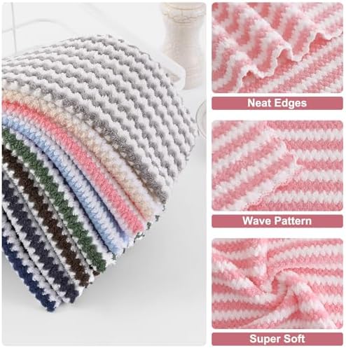 Homaxy 12 Pack Coral Velvet Dish Cloths, 10 x 10 inches - Image 2