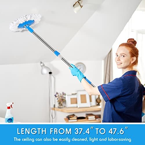 Rtteri Spin Mop Replacement Handle, 360 Rotating Telescopic Pole, Cute Blue - Image 5