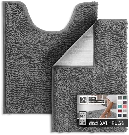 Hearth & Harbor Bathroom Rugs, Chenille Bath Mat by HearthHarbor