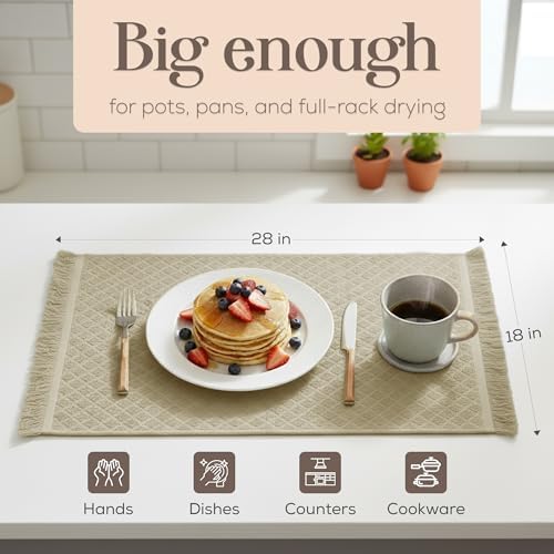 Kitchen Towels, Sage Taupe Diamond Pattern Drying Towels 18 x 28 Super - Image 5