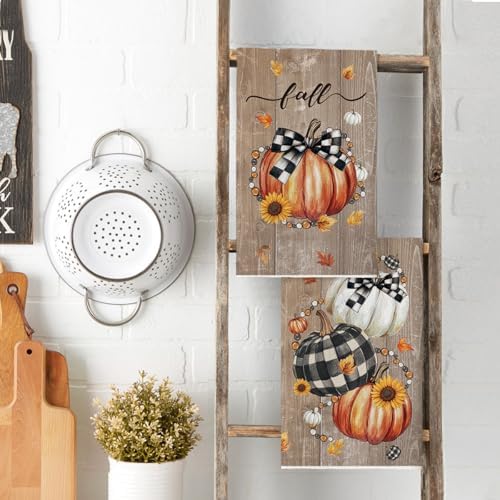 Artoid Mode Wood Bead Pumpkin Fall Kitchen Towels Set of 2 18x26 Inch - Image 3