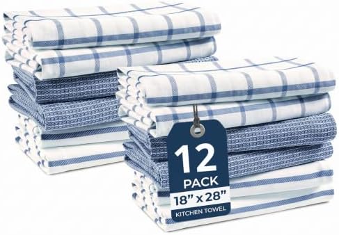 LANE LINEN Kitchen Towel Set 100% Cotton Absorbent 12 Pack by LaneLinen
