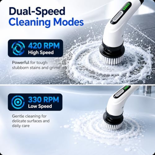 Highyes Electric Spin Scrubber for Bathroom, IPX7 Waterproof Shower Scrubber - Image 3