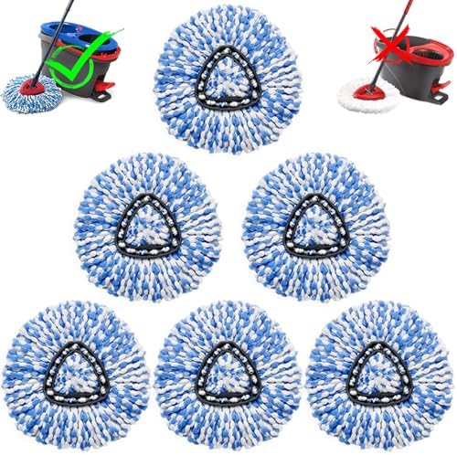 6 Pack Spin Mop Replacement Head Compatible by HANDRERLEE