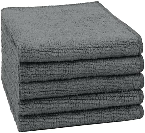 Orighty Washcloths, 5 Pack Microfiber Face Towels, 12x12 Inch Grey by AllRightinOrighty