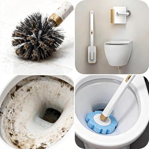 Disposable Toilet Brush with 54 Refills Holder Wall Mount Scrub Kit - Image 6