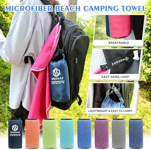 HOEAAS 2 Pack Microfiber Camping Towels, Quick Dry Towel, Super Absorbent Ultra - Image 6