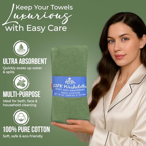 DAN RIVER 12 Pack Cotton Wash Cloths Set - Image 4