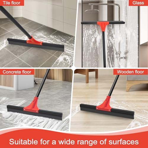 Floor Squeegee with 18'' Silicone Rubber Scraper Head and 58'' Long Adjustable - Image 2
