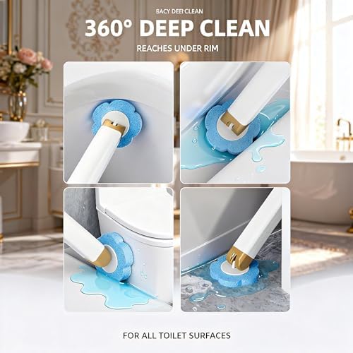 Disposable Toilet Brush with 48 Refills Holder Wall Mount Scrub kit - Image 5