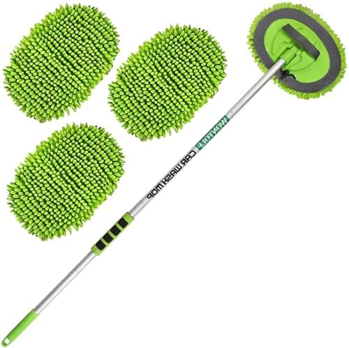 62'' Car Wash Brush with Long Handle Chenille Microfiber Car Wash Mop Mitt Kit by Wontolf