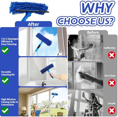 67" Squeegee Window Cleaner, 2 in 1 Professional Window Cleaning Tool Kit - Image 6