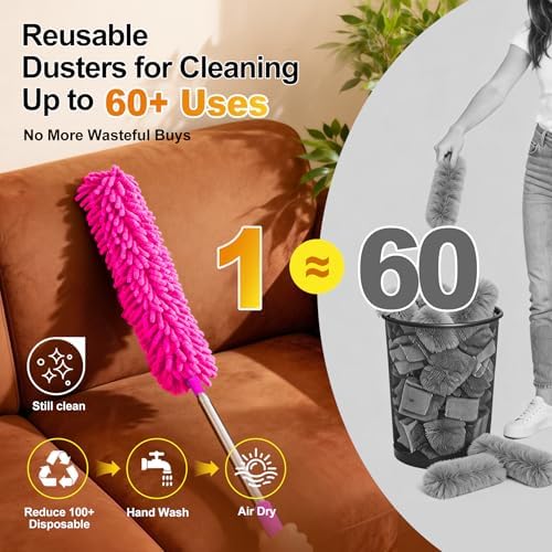 Tiumso 5-in-1 Duster with Extension Pole 100 inch Extendable Dusters - Image 4
