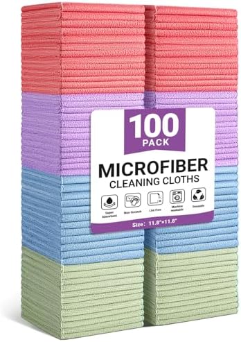 SIFANGKE Microfiber Cleaning Cloth, 100 Pack Assorted Color Cleaning Rags by Unknown