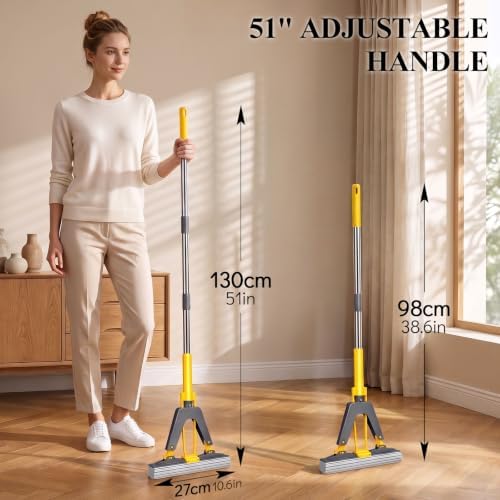 52" Sponge Mop for Floor Cleaning, Self-Squeezing Roller Mop - Image 6