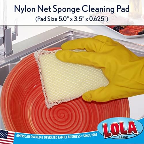LOLA Nylon Net Sponge Cleaning Pad, 6 Pack, Non Scratch Scrubbers, Safe on - Image 2