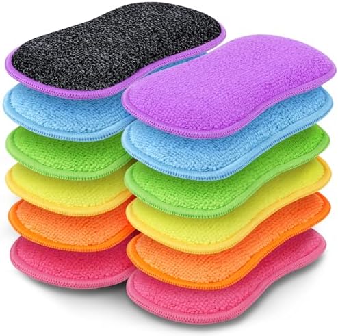 GLIMGLINT 12 Pack Dish Sponges Kitchen, Non-Scratch Microfiber Sponges by Unknown