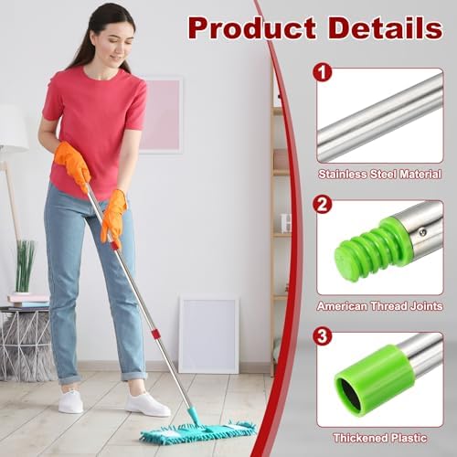uxcell Spin Mop Replacement Handle 4 Section 30"-to-58 Green - Image 3