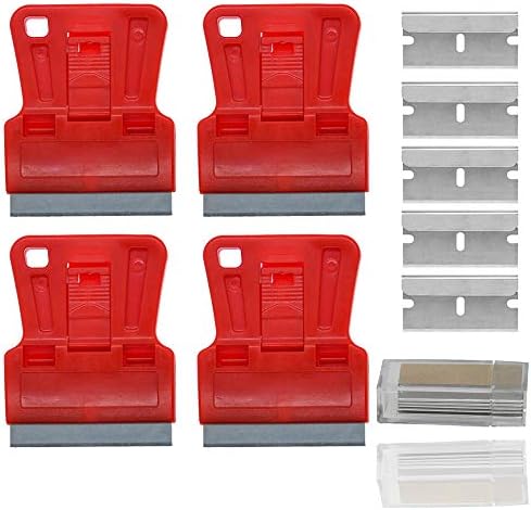 Mini Plastic Razor Blade Scraper High Visibility Red Window Paint Scraper by WEKOIL
