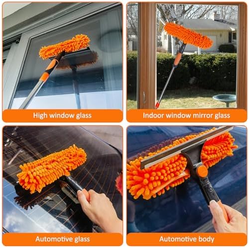 Tonmp 20+ Feet Reach 2 in 1 Window Washing Squeegee & Duster - Image 4