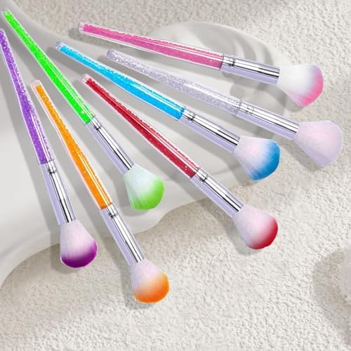 7PCS Fan Nail Dust Brush Set, Gradient Color Soft Bristle Nail Duster Brushes - Image 5