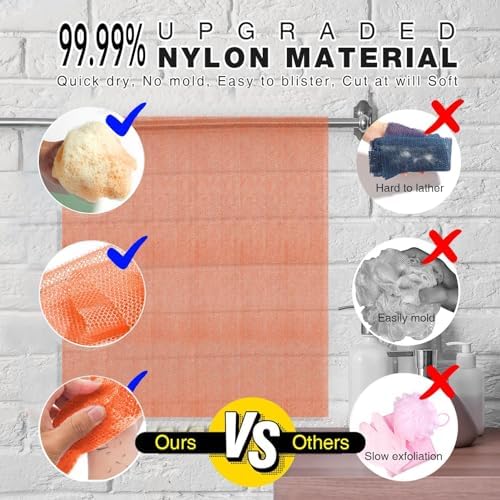 UJFQBH 3 Pieces African Bath Sponge African Net Long Net Bath Sponge - Image 2