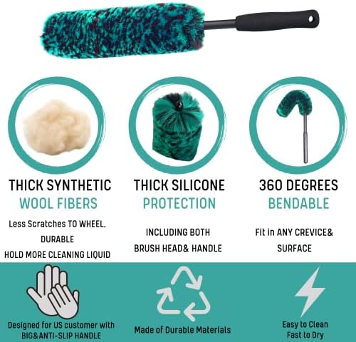 oesee Professional 4 Pack Long Handle Wheel Brush Kit - Image 4
