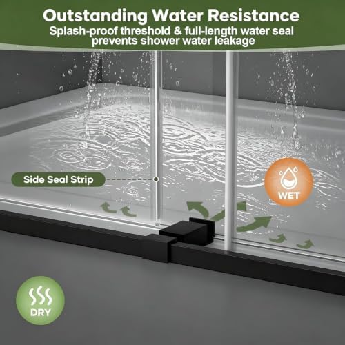 Mersviton Shower Door Frameless, Matte Black - Image 4