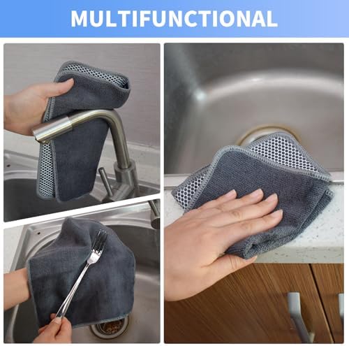 KinHwa Kitchen Dish Washcloths Microfiber Gray - Image 5