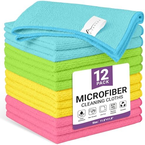 12 Pack Microfiber Cleaning Cloth, 4 Assorted Colors Cleaning Rags by Unknown