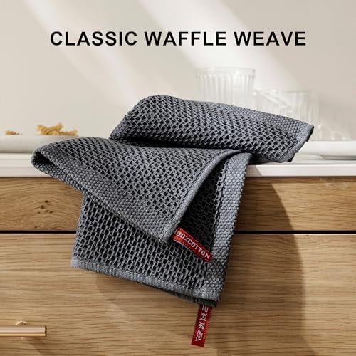 joybest Cotton Kitchen Dish Cloths, 12x12 Inches, Dark Grey - Image 6