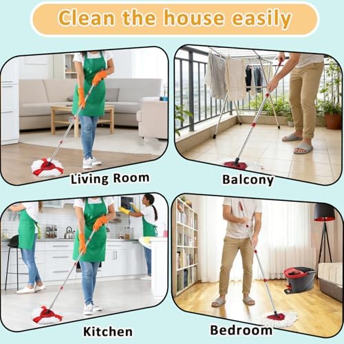 Spin Mop Head Replacement for Ocedar, 3 Microfiber Mop Head, 1 Base, 1 Mop - Image 3