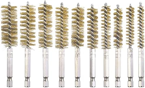 10 Pack Bore Brush for Drill, Brass Bore Brush Drill, Stainless Steel Bore by WENORA