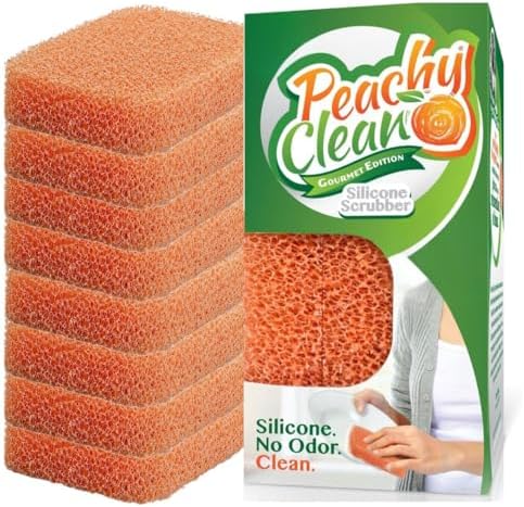 Peachy Clean Silicone Dish Sponge Scrubbers, Fresh Peach Scent, Non-Scratch by PeachyClean