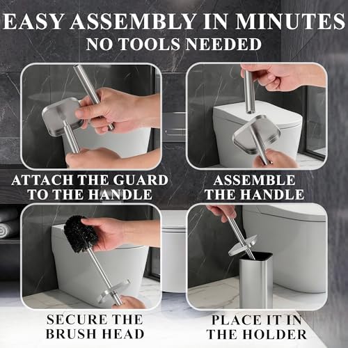 Stainless Steel Toilet Brush and Holder Set, Rounded Square - Image 6