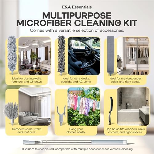Microfiber Feather Duster with Extension Pole 100 Inches, Cleaning Brush - Image 6
