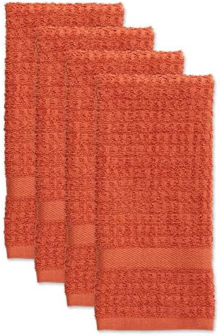 DII Basic Terry Collection Waffle Dishtowel Set, Solid Spice, 4 Piece - Image 2