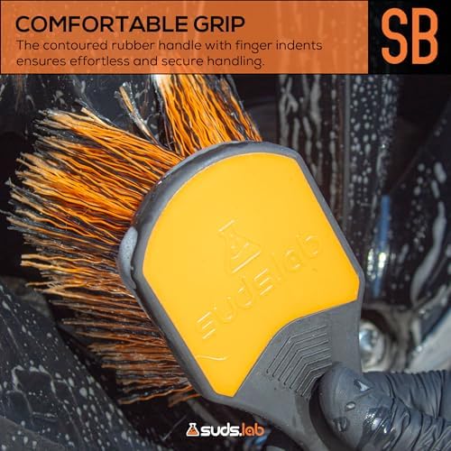 Suds Lab Wheel Spoke Brush, Rubberized Handle, Soft Bristle, Rim Cleaner - Image 5