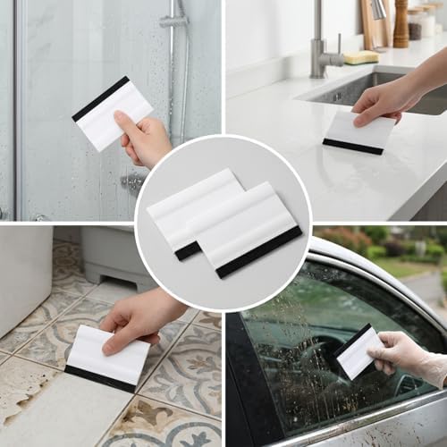 Amabro 3Pcs Mini Rubber Squeegee 3 Inch Small Handheld Window Scraper - Image 4