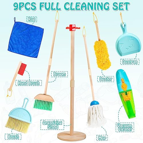 Kids Cleaning Set with Electric Vacuum, Wooden Toddler Cleaning Toys - Image 2