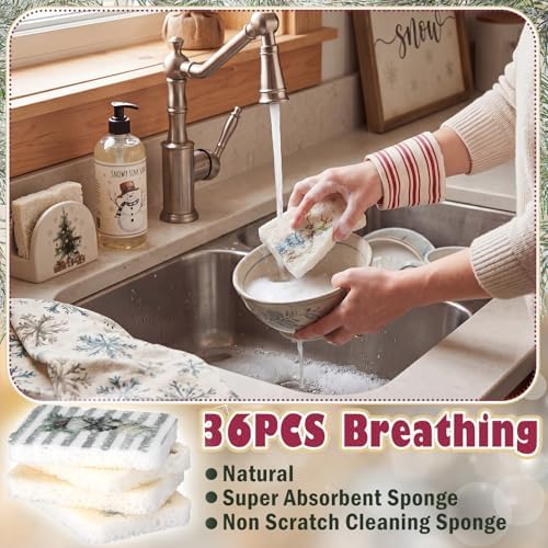 Hahafelt 36 Counts Vintage Christmas Compressed Cellulose Sponges Bulk - Image 6