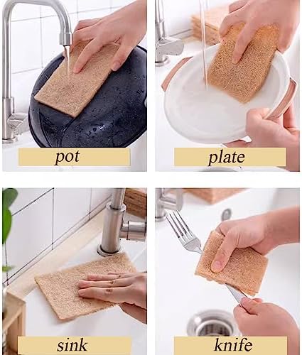 Natural Scouring Pads 15 Pack- Non-Scratch Sisal Cleaning Scrub Pads - Image 5