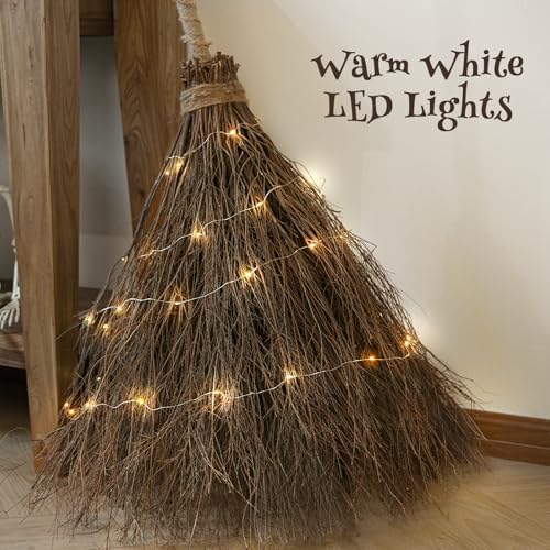 Halloween Decorations Fall Decor - 6FT Giant Handmade Real Twig Witch Broom - Image 3