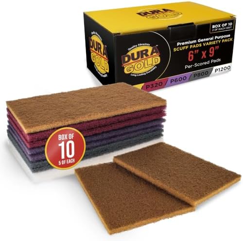 Dura-Gold Premium 6" x 9" 10 Scuff Pad Variety Pack, 2 Each Maroon by Dura-Gold