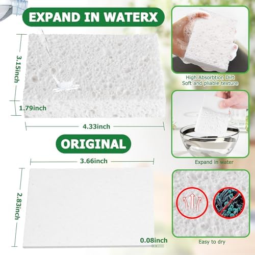 12 Pack White Soft Natural Plant Based Compressed Cellulose Sponges - Image 3
