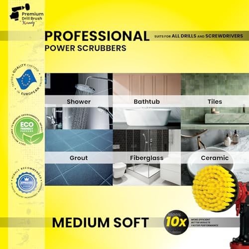 Premium Drill Brush Professional – Medium-Soft 5 in Yellow Set of 3 | - Image 2